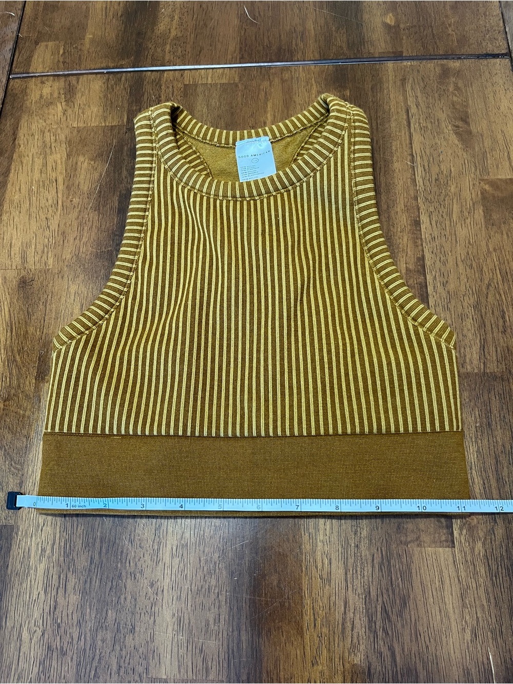 Good American Striped Ribbed Top - Bronze Brown/Gold - Picture 7 of 8